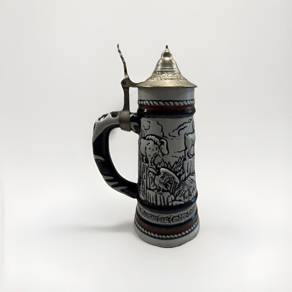 Avon Vintage German Ceramic Beer Stein With Pewter Lid Signed 1976